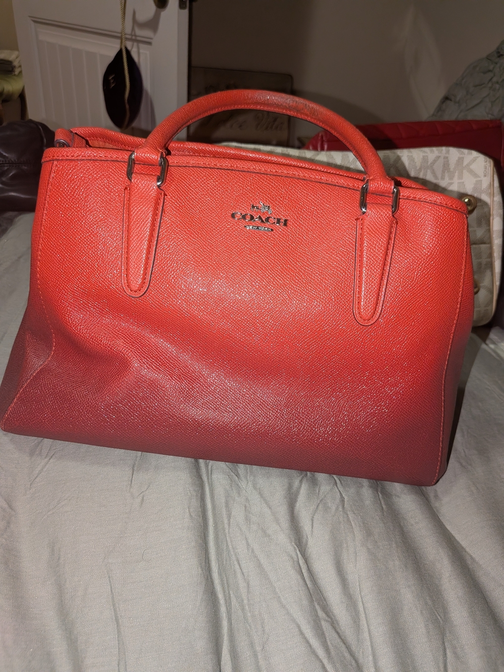 Coach Red Leather Satchel Handbag